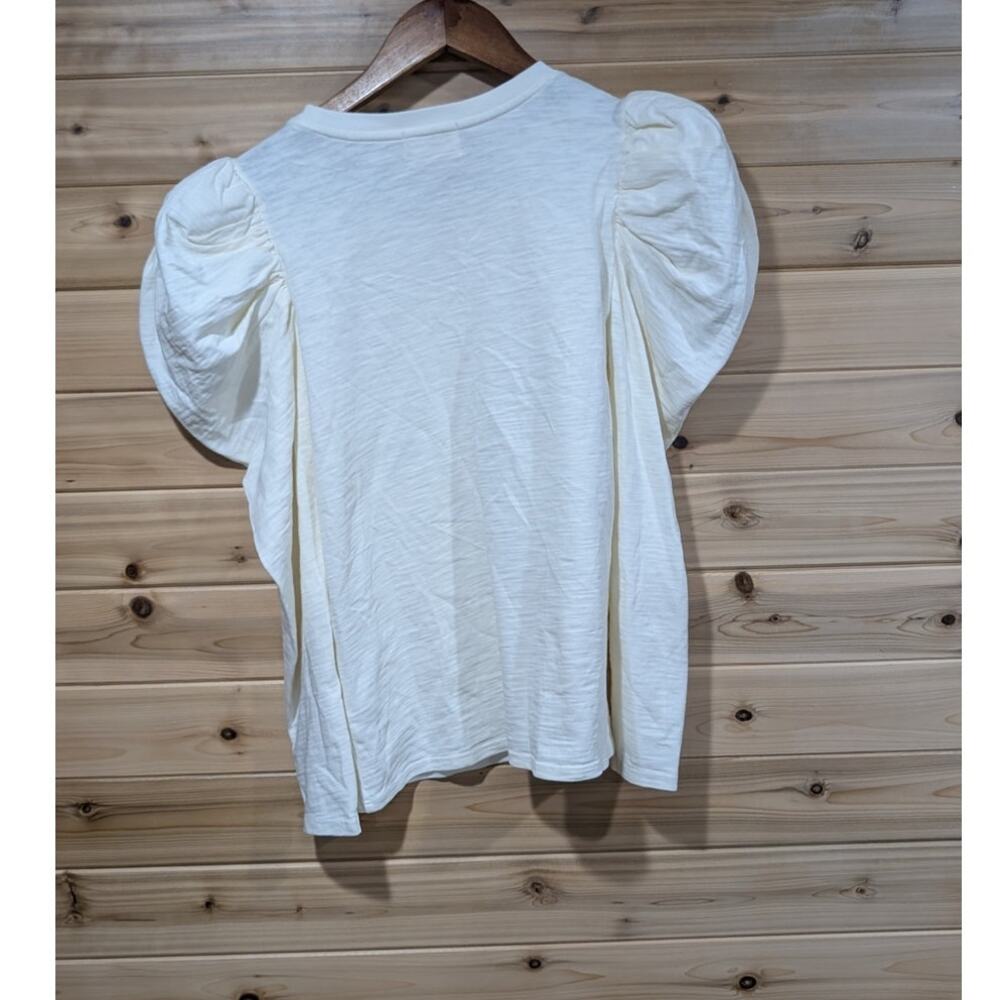 Nation LTD Krista Feminine Party Tee in Off White Size Small Puff Sleeve Cotton - Picture 4 of 10